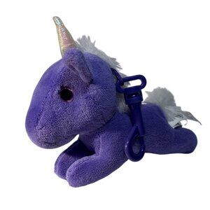 Purple Plush Unicorn Keychain With Clip By The Petting Zoo